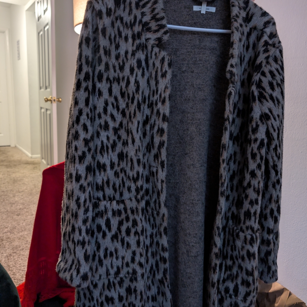 Maurices Gray Leopard Print Cardigan